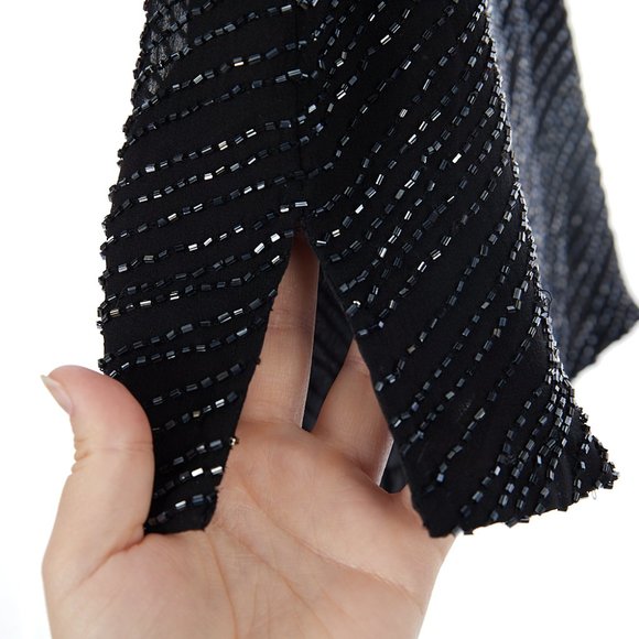 Vintage Papell Boutique 100% Silk Beaded Top Small - Picture 8 of 8